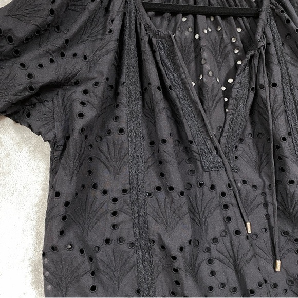 Melissa Odabash Ashley Eyelet Ruffle Hem Cover Up Cotton Dress Size S Black - Picture 2 of 7
